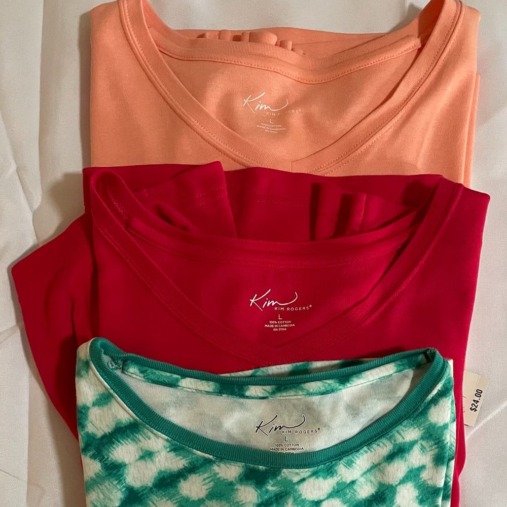 kim rogers short sleeve knit tops 3 pieces Size L